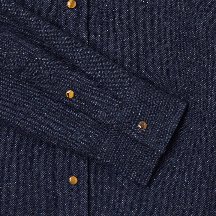 Midnight Cashmere Twill Donegal Shirt