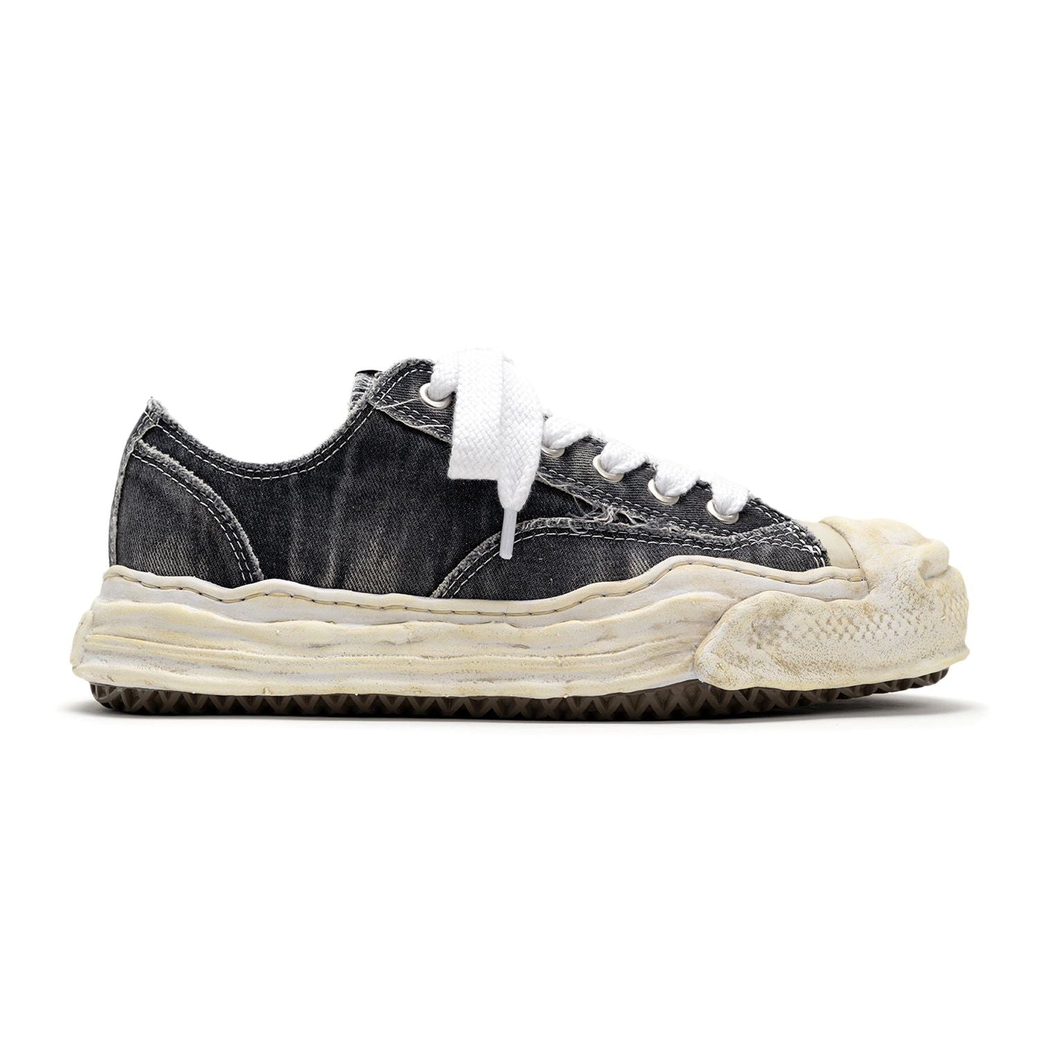 “HANK” OG Sole Bleach-Wash Denim Canvas Low-Top Sneaker