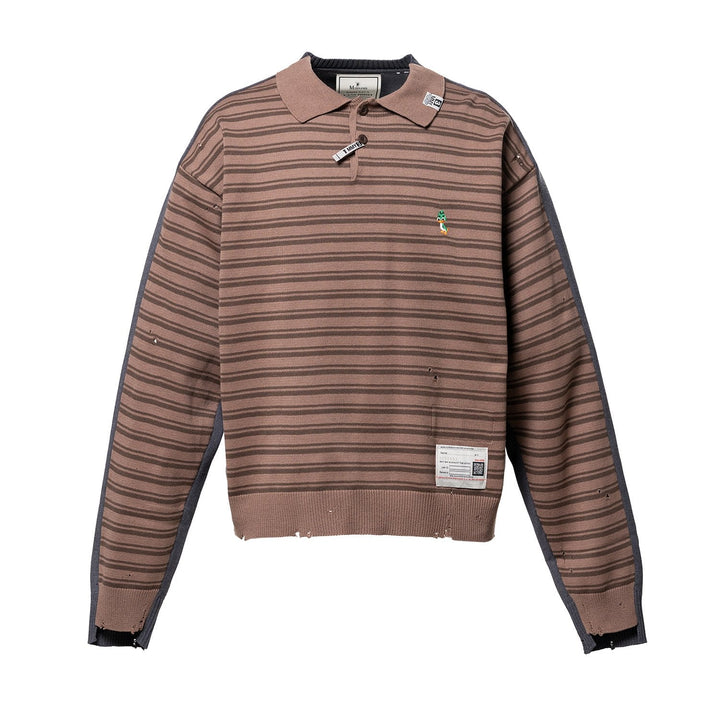 Front Back Combined Knit Polo Sweater