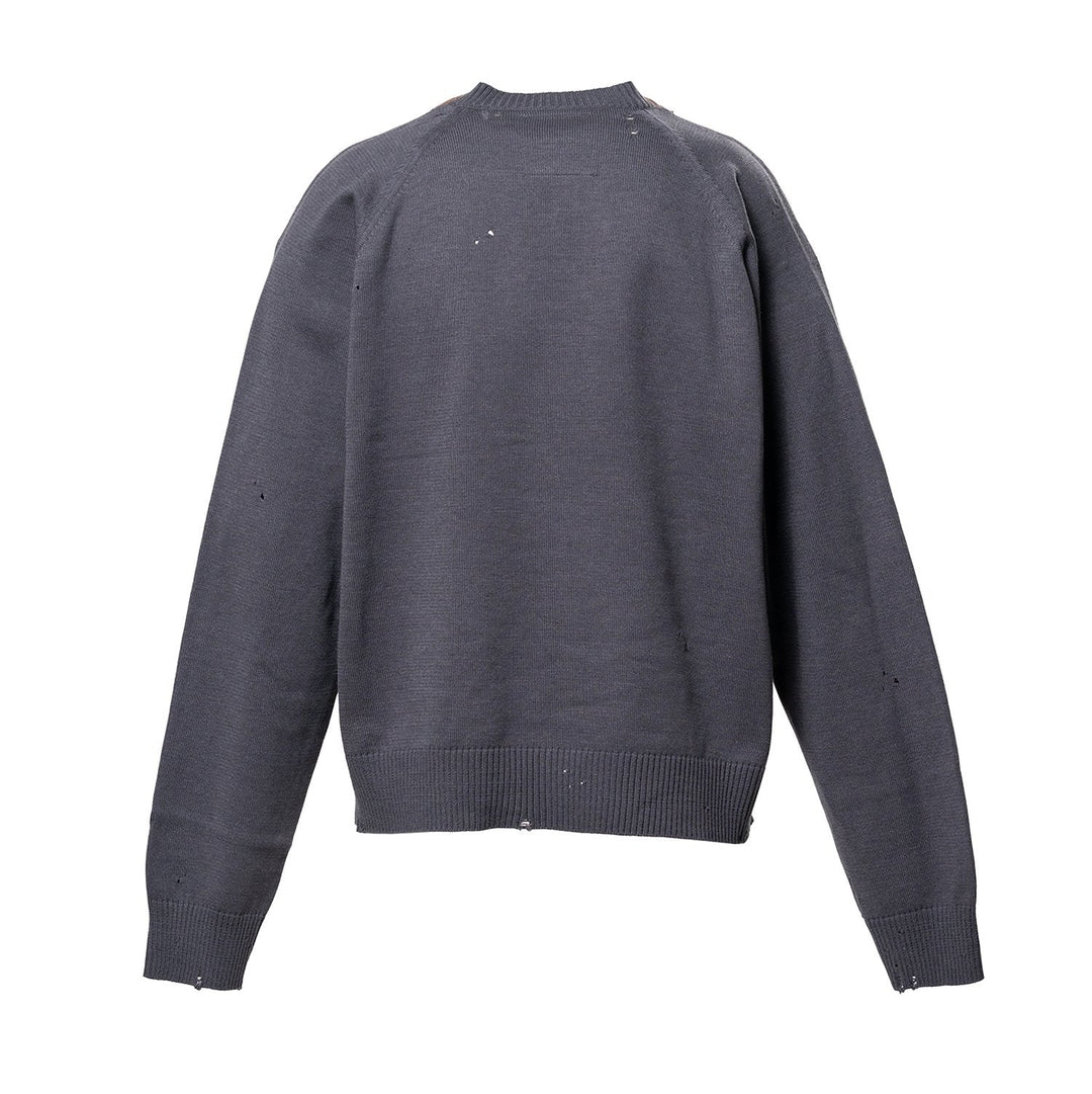Front Back Combined Knit Polo Sweater