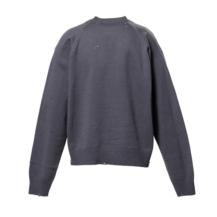 Front Back Combined Knit Polo Sweater