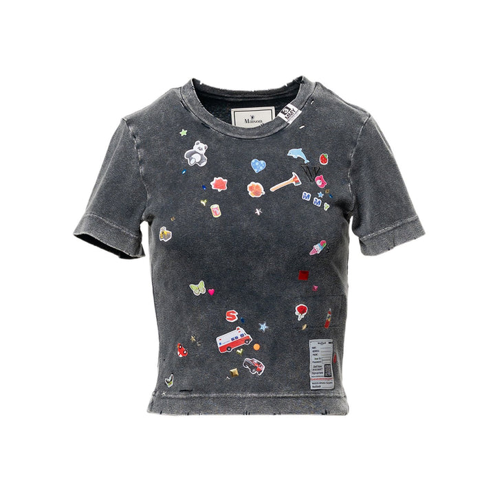 Kids Sticker Print Bleached Mini T-shirt