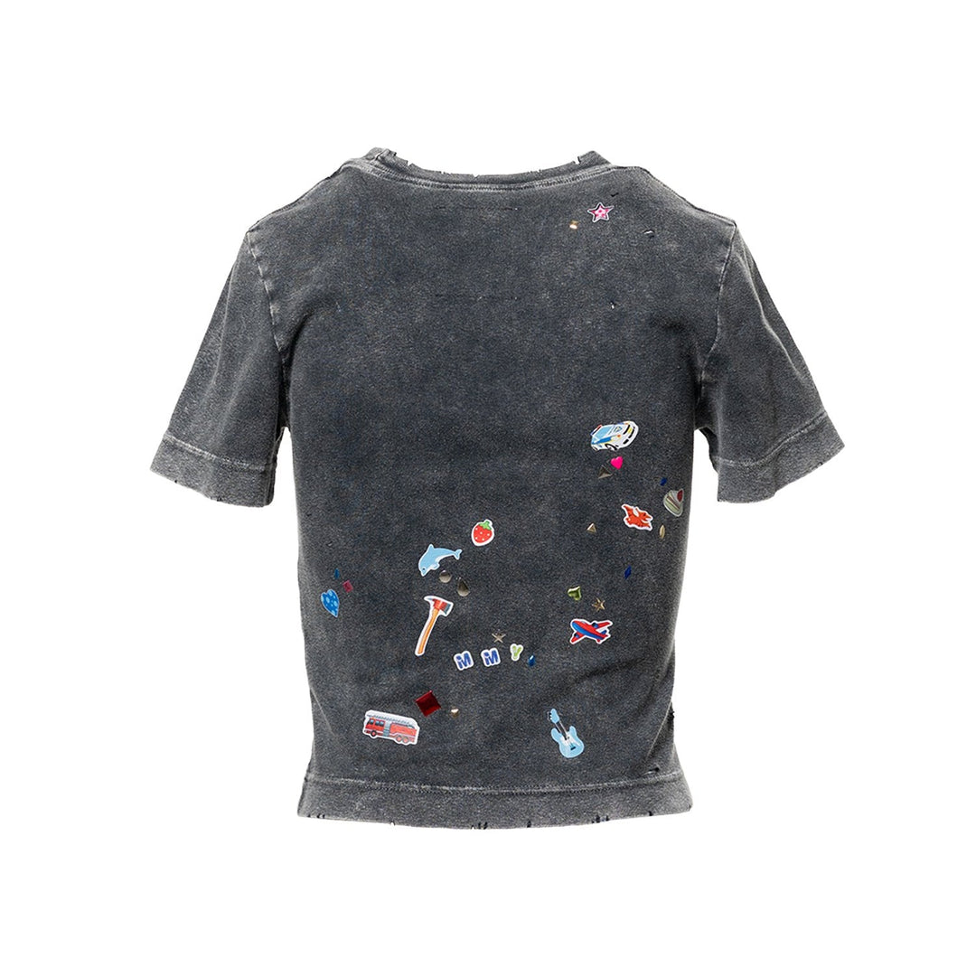 Kids Sticker Print Bleached Mini T-shirt
