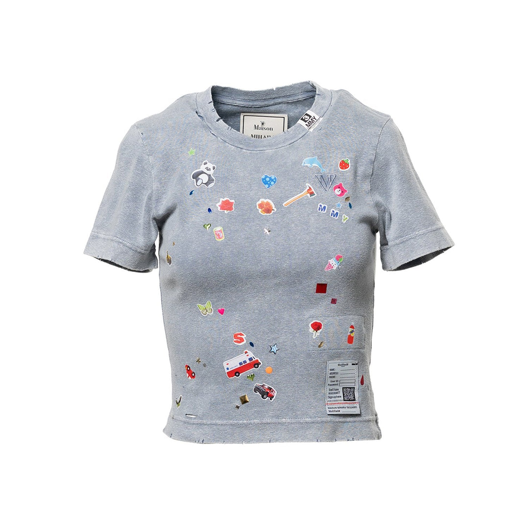 Kids Sticker Print Bleached Mini T-shirt