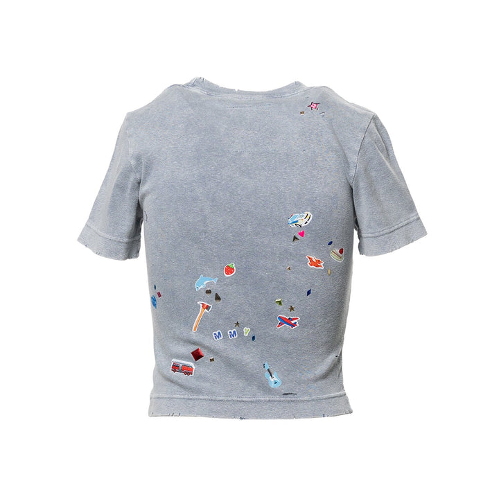 Kids Sticker Print Bleached Mini T-shirt