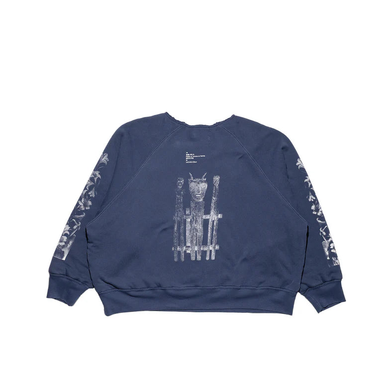 Head Against The Bars Lined Raglan Crewneck Sweatshirt
