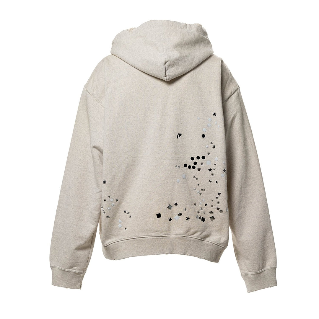 Embellished Sticker Zip-Up Hoodie