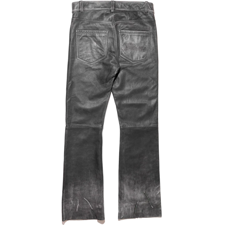 Repaired Leather Flare Jeans