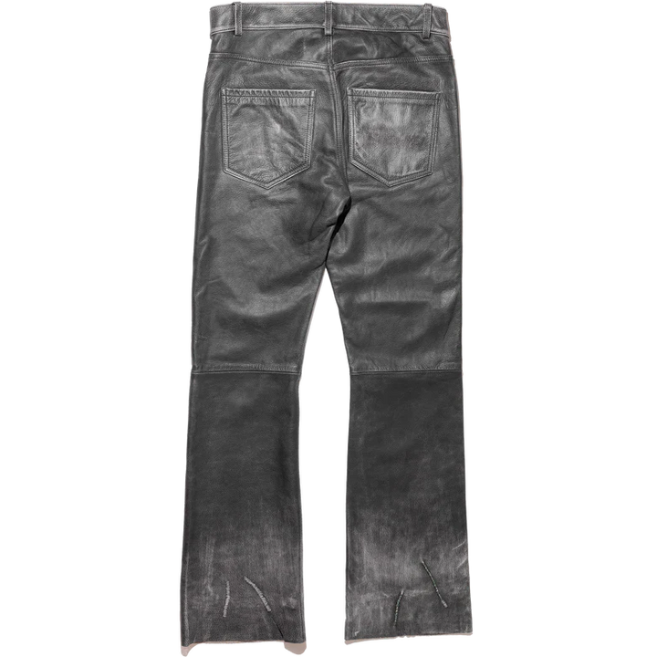 Repaired Leather Flare Jeans