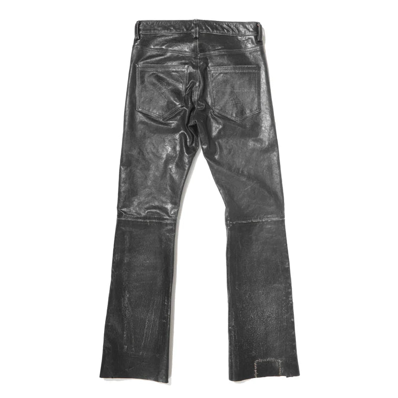 Crust Repaired Leather Flare Jeans