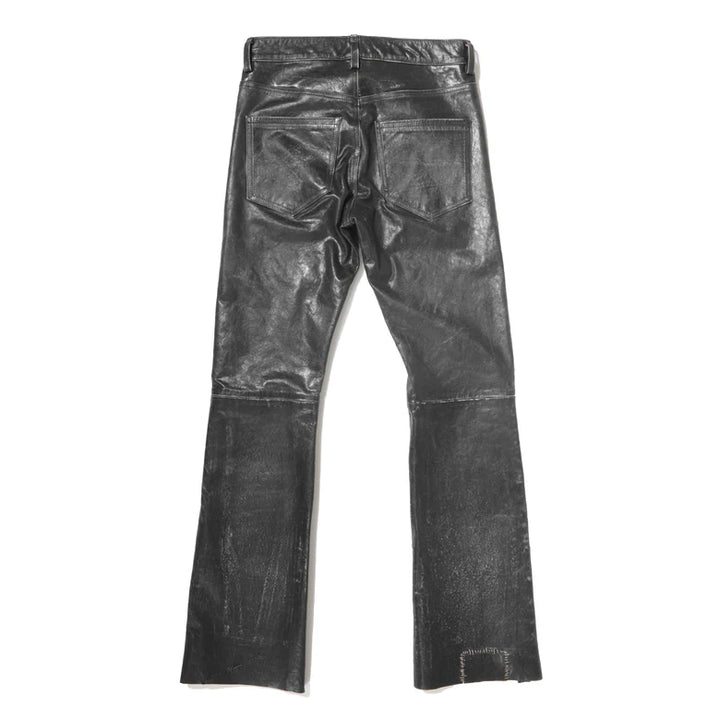 Crust Repaired Leather Flare Jeans