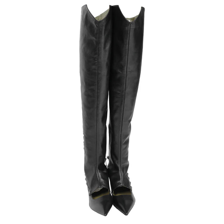 Over The Knee Kitten Heel With Spats And Cherubs