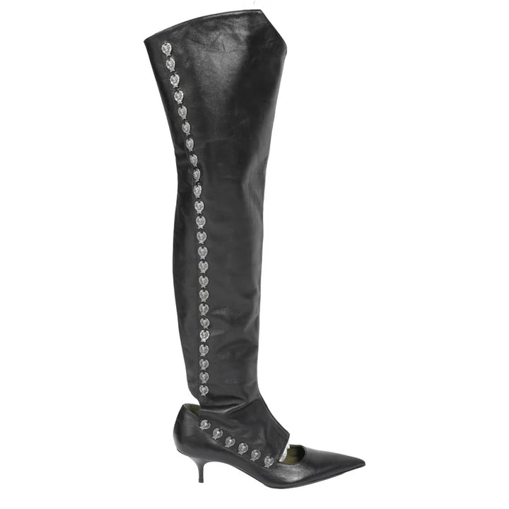 Over The Knee Kitten Heel With Spats And Cherubs