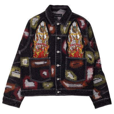 WHO DECIDES WAR ALL OVER EMBROIDERY DENIM JACKET