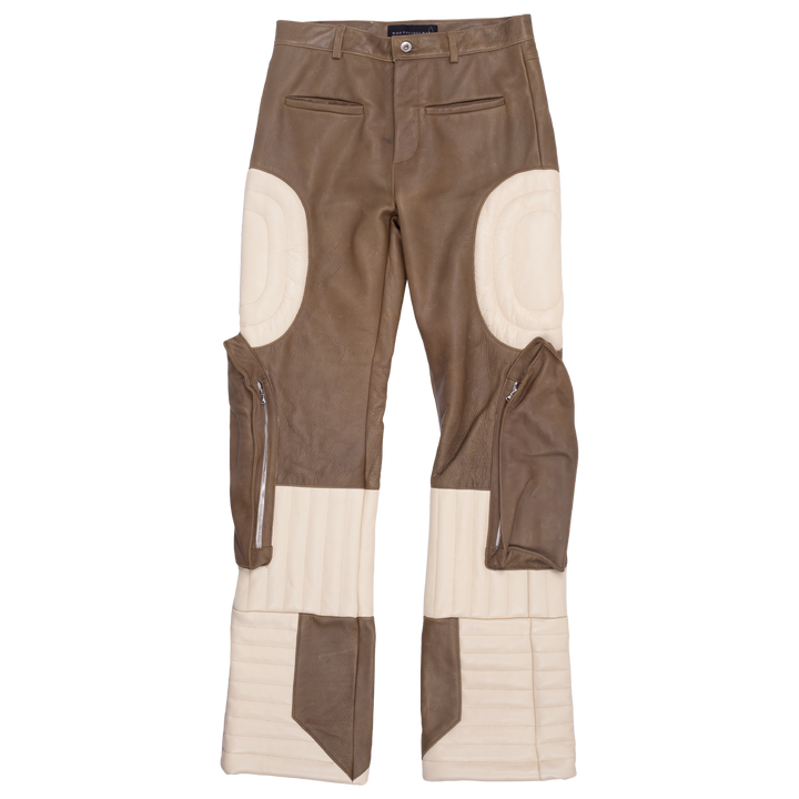 Raised Window Stacked Leather Pant