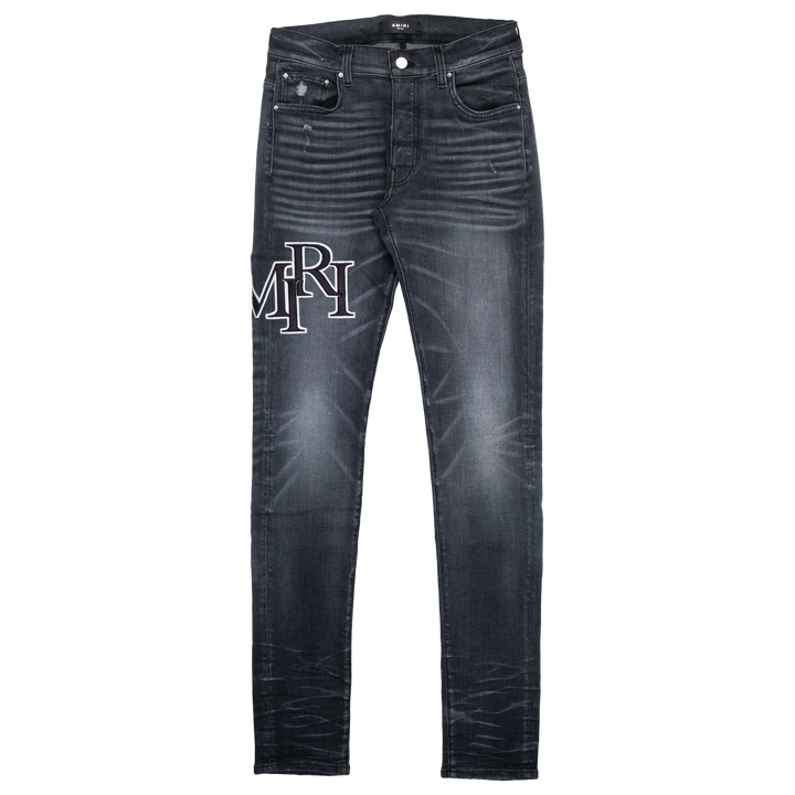 Staggered Embroidered Logo Jean