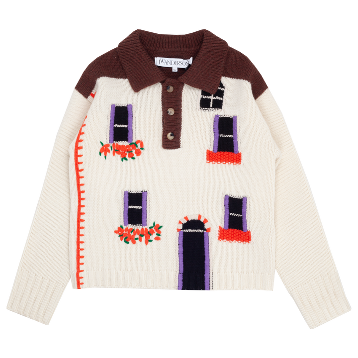 House Intarsia Polo Sweater