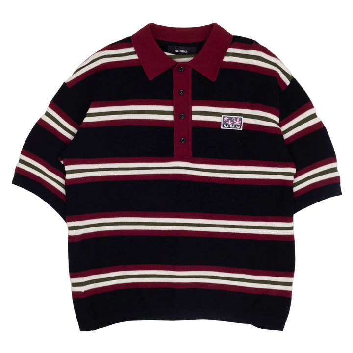 Striped Knit Short Sleeve Polo