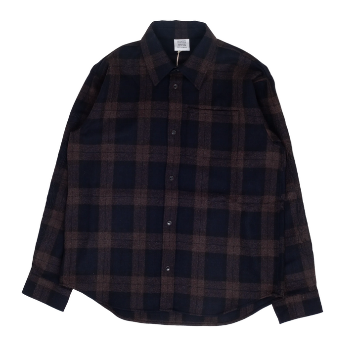 Embroidered Metal Logo Flannel Shirt