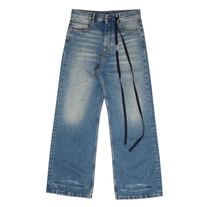 Alarik 5-Pockets Flared Cropped Trousers Old Stonewashed Denim