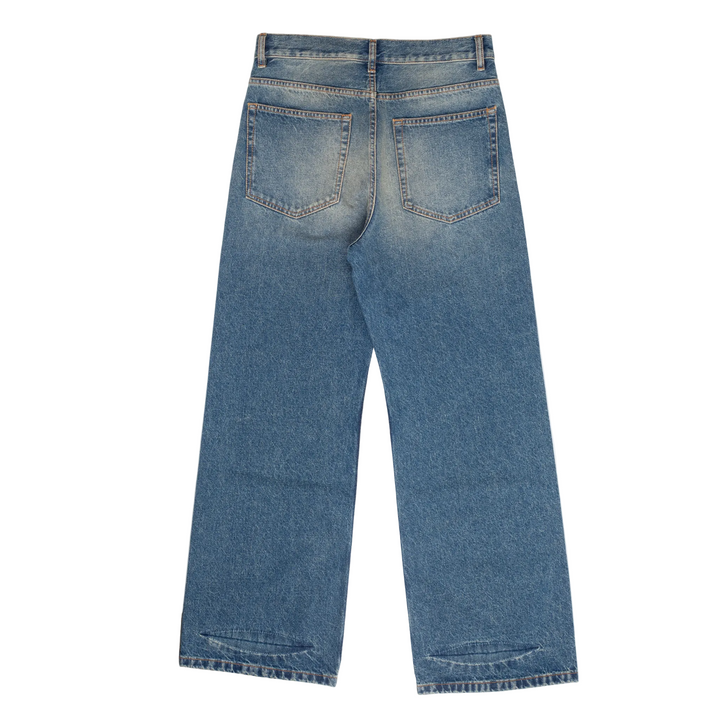 Alarik 5-Pockets Flared Cropped Trousers Old Stonewashed Denim
