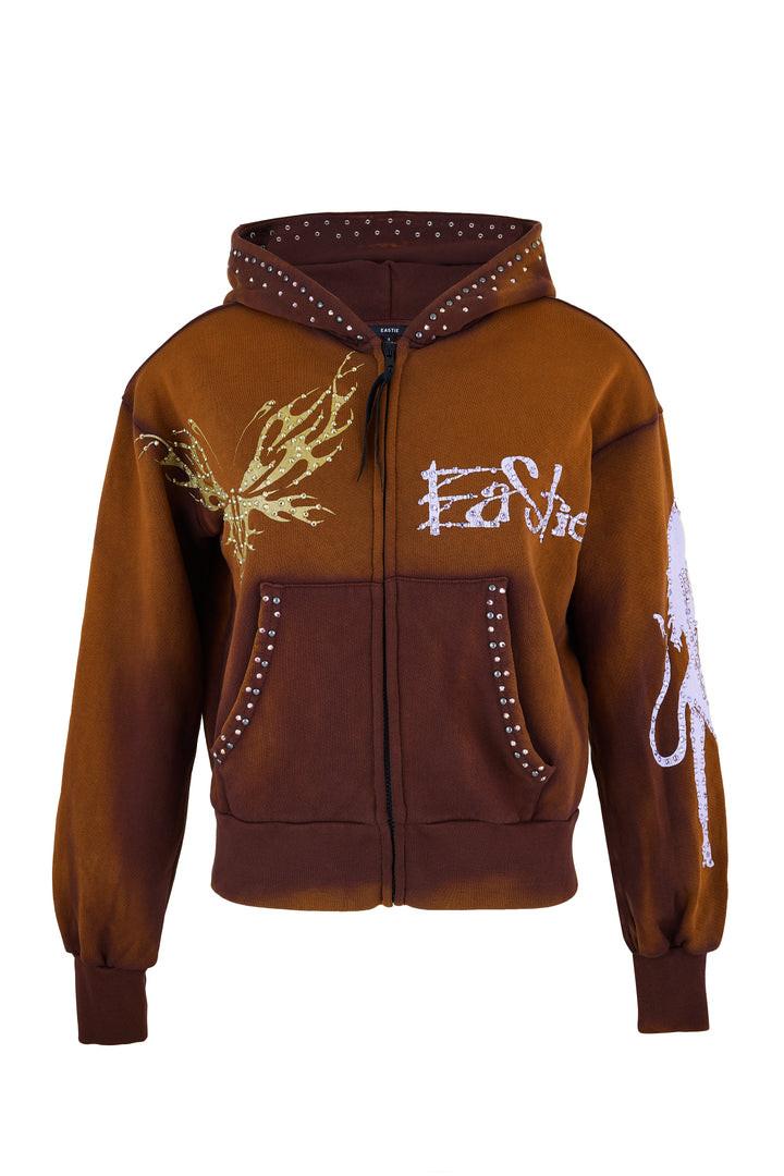 Eastie x POTN Hooded Zip Sweatshirt with Rhinestones