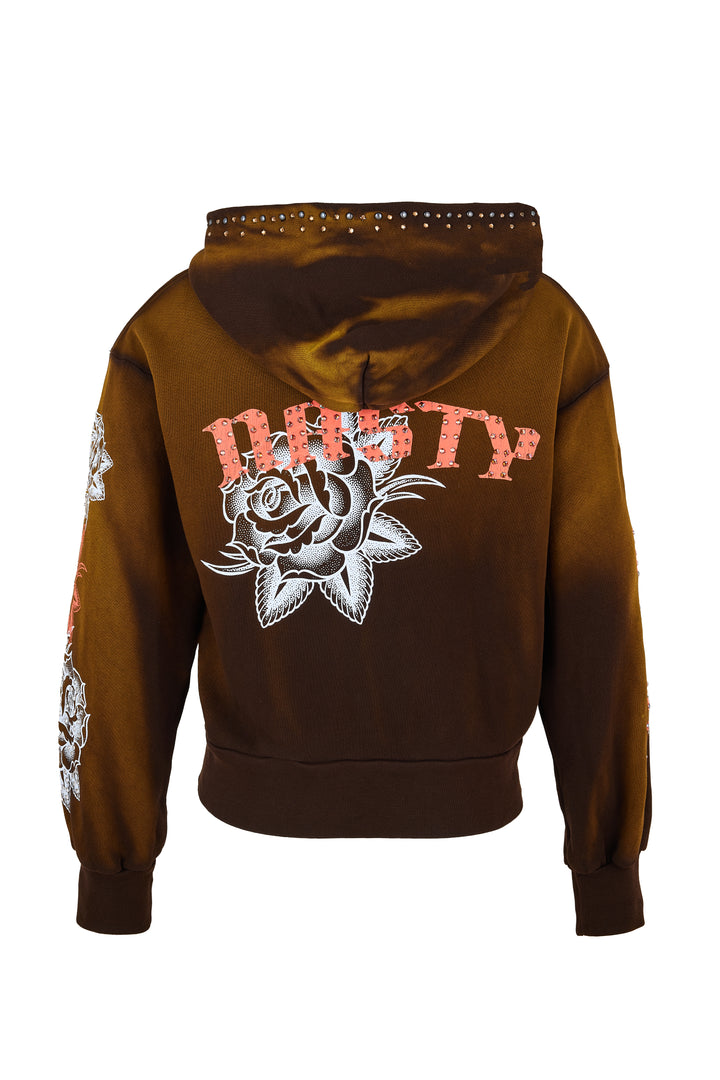 Eastie x POTN Hooded Zip Sweatshirt with Rhinestones