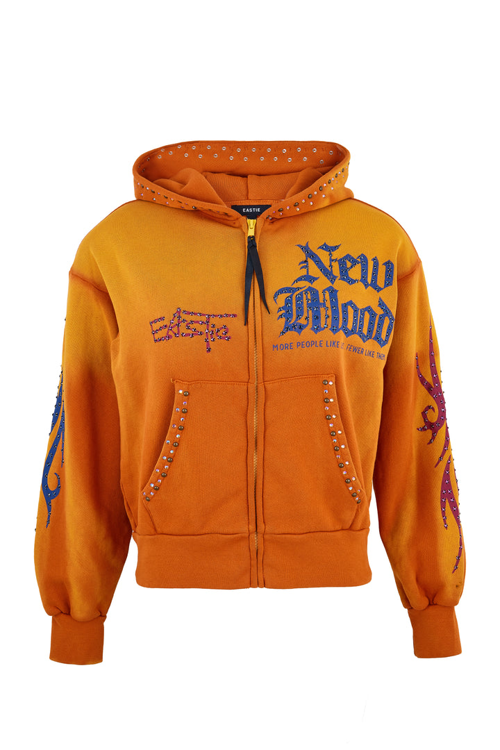 Eastie x POTN Hooded Zip Sweatshirt with Rhinestones