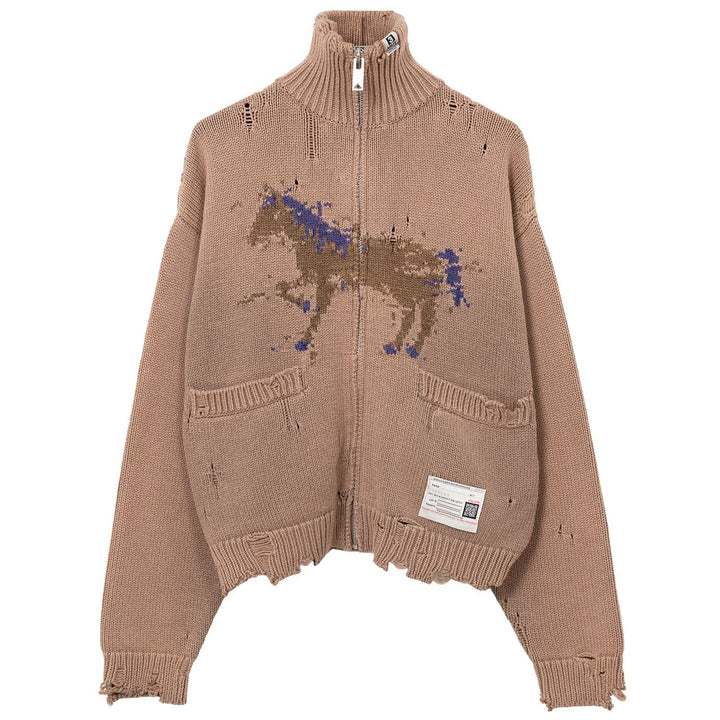 Horse Jacquard Knit Cardigan