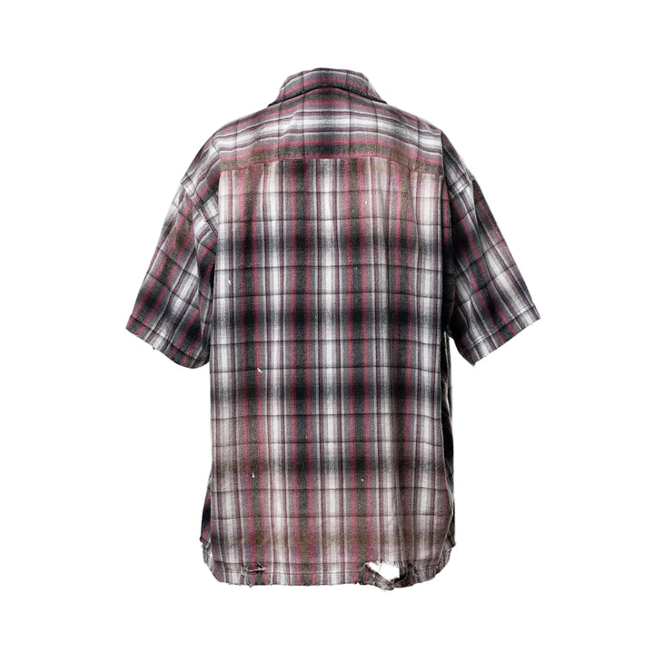 Embellished Sticker Short Sleeve Check Shirt