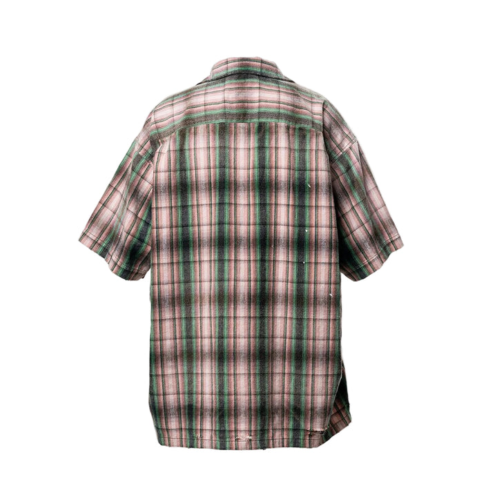 Embellished Sticker Short Sleeve Check Shirt