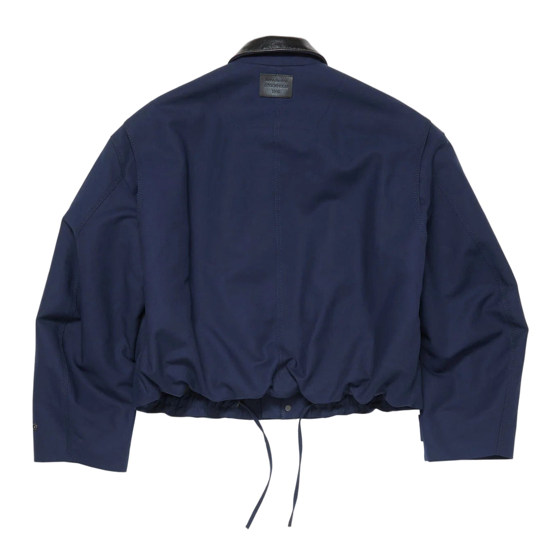 Twill Jacket with Leather Collar