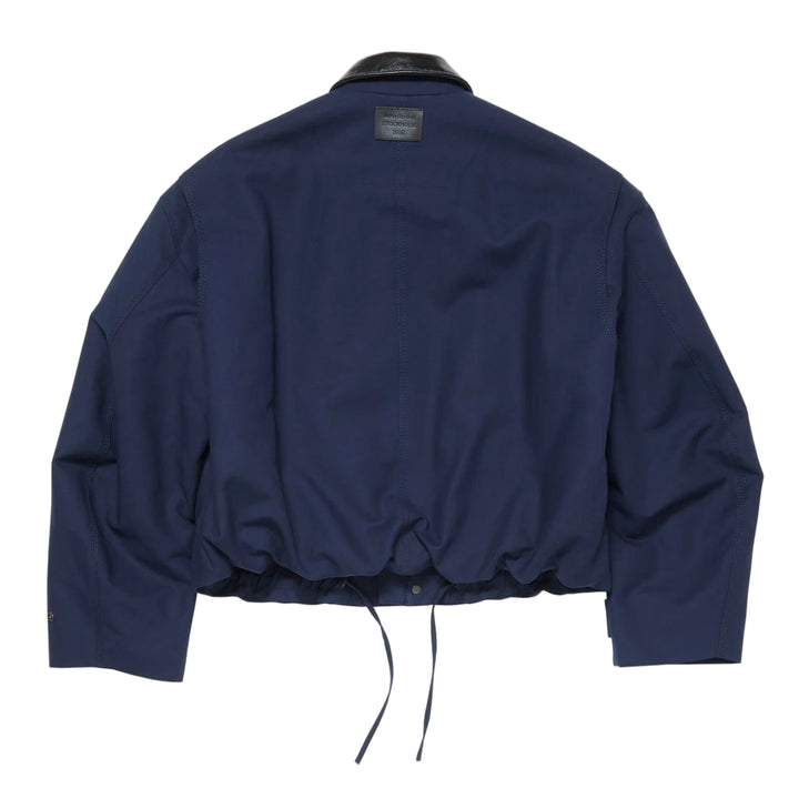 Twill Jacket with Leather Collar
