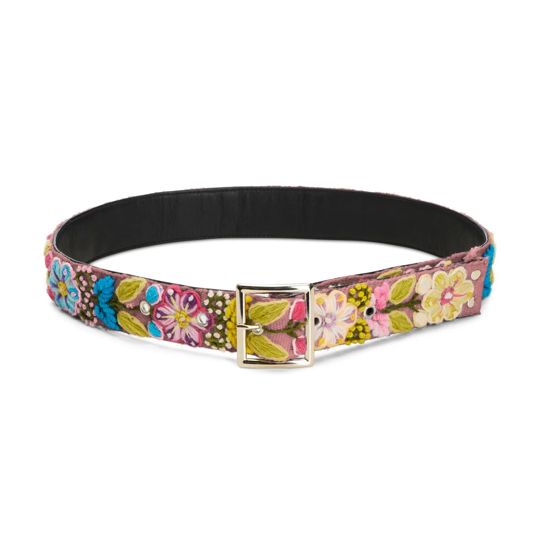 Crochet Floral Belt in Pink