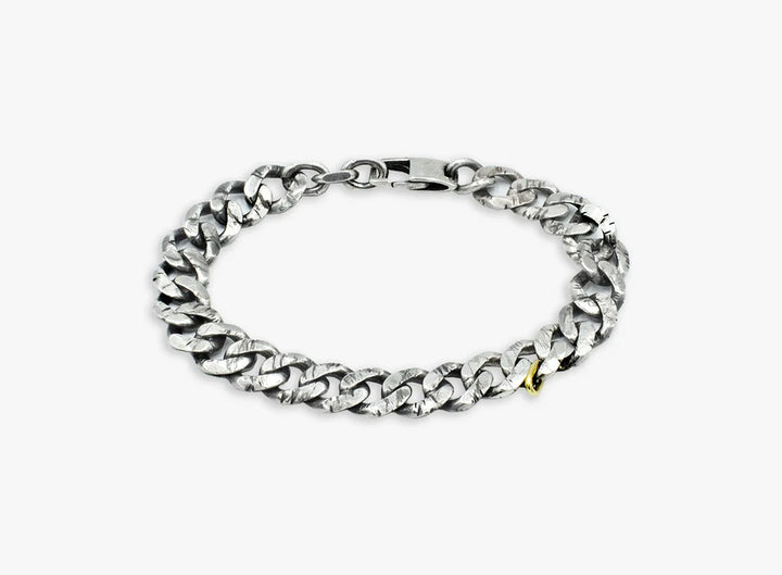 Distressed Curb Links Bracelet / 18k Ring 617