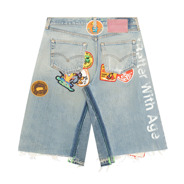Gentlemen's Triple-Wide Long Denim Short