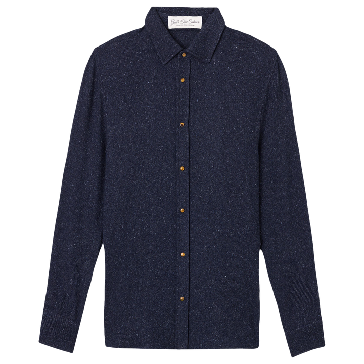 Midnight Cashmere Twill Donegal Shirt