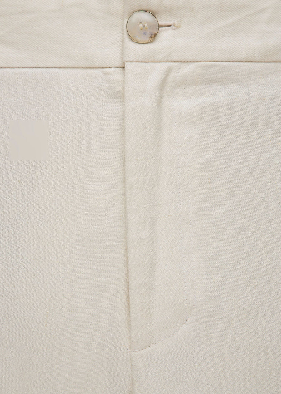 Ivory Solid Linen Pant