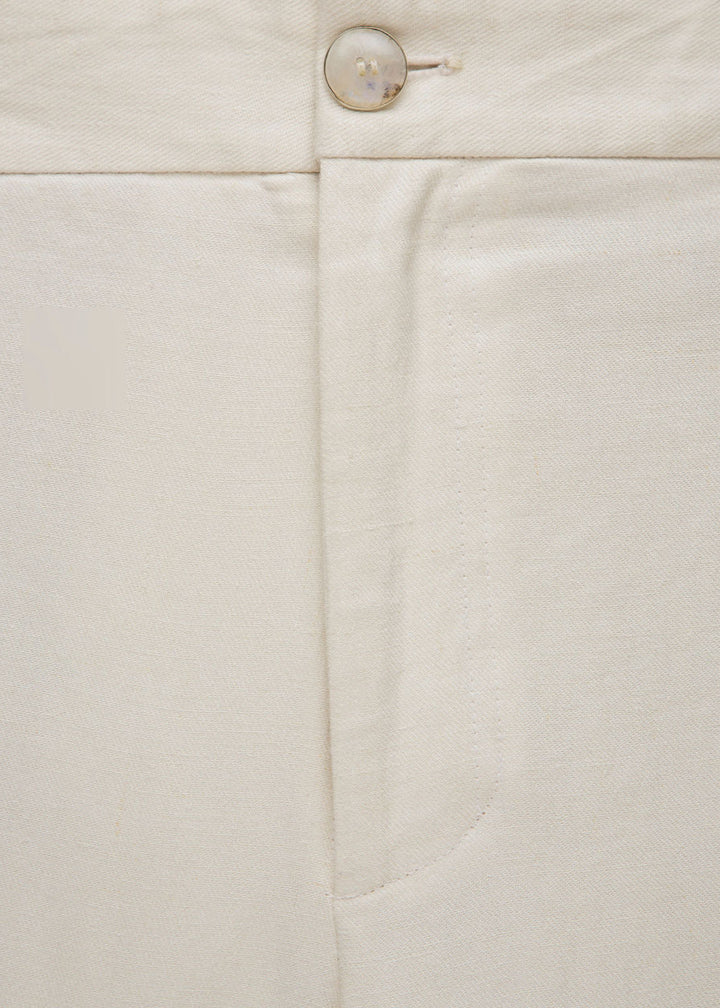 Ivory Solid Linen Pant