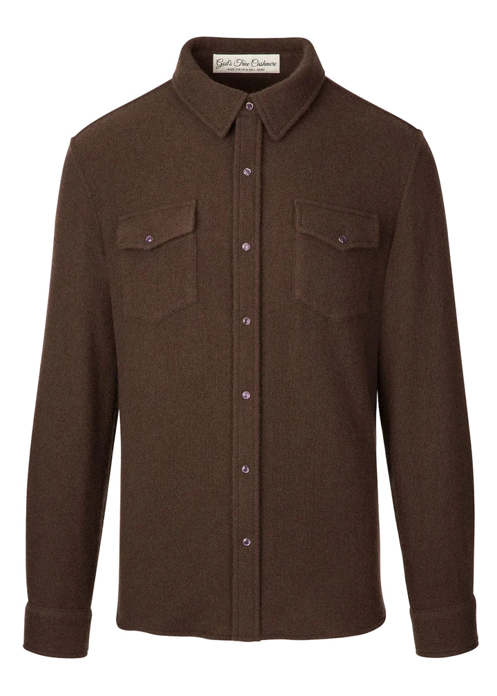 Chocolate Brown Solid Cashmere Shirt