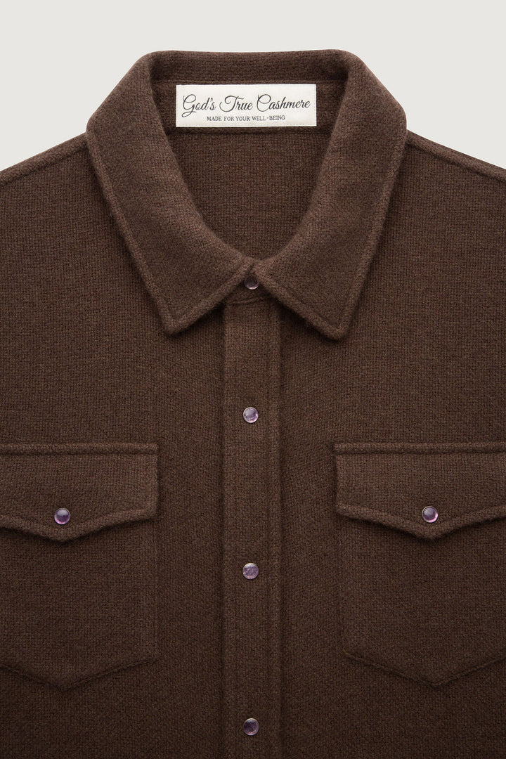 Chocolate Brown Solid Cashmere Shirt