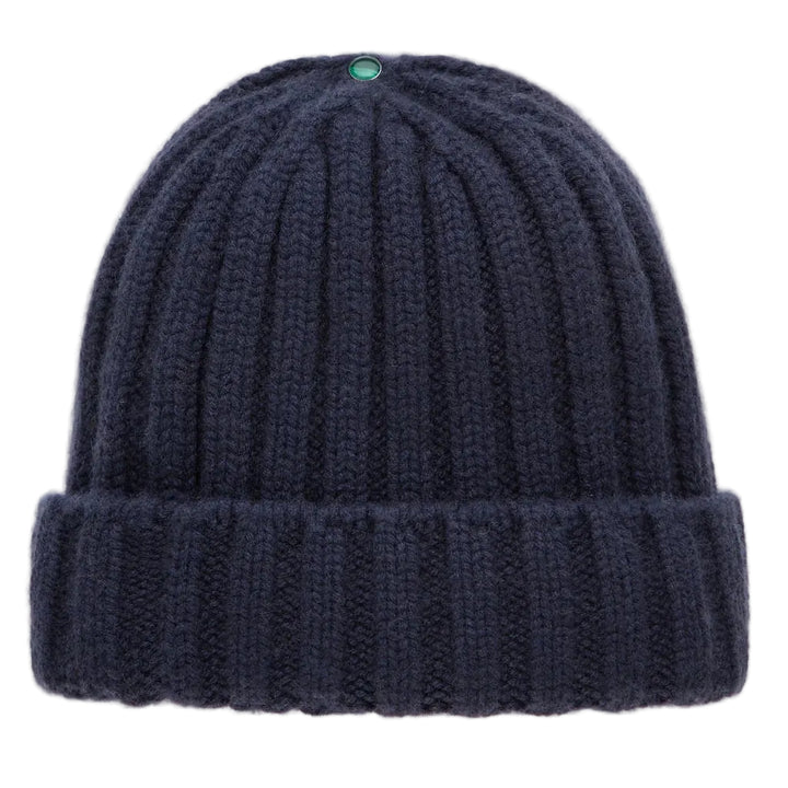 Navy Cashmere Rib Beanie
