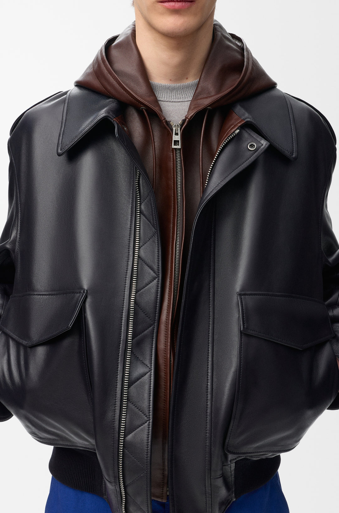 Hooded jacket in nappa lambskin