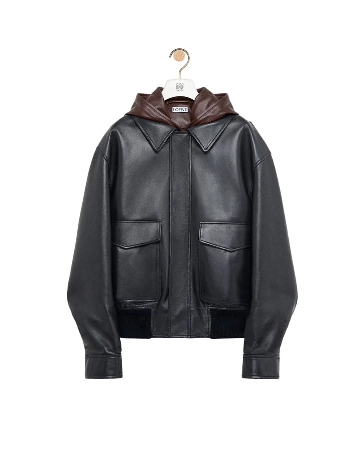 Hooded jacket in nappa lambskin