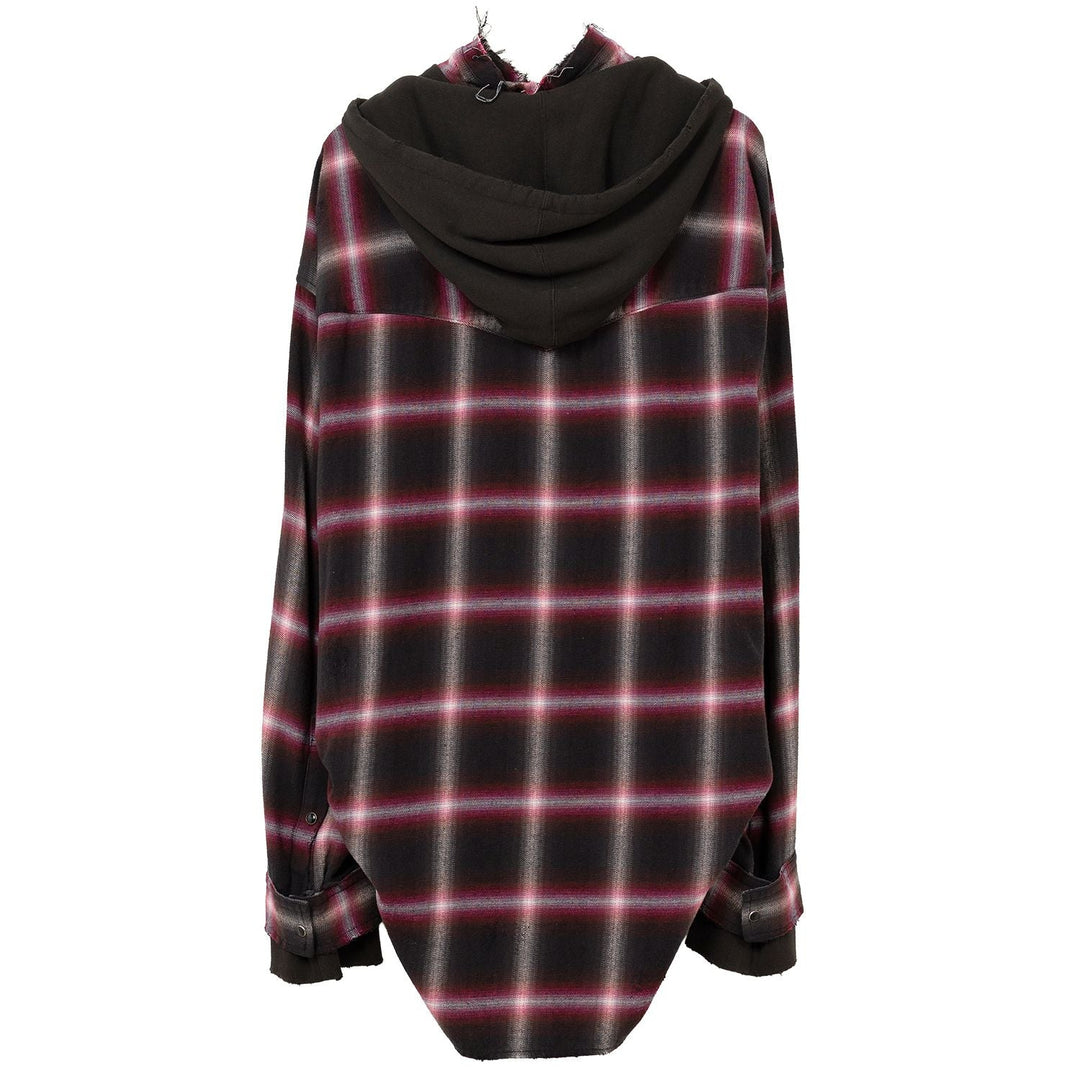 Hoodie Combine Checkered Shirt