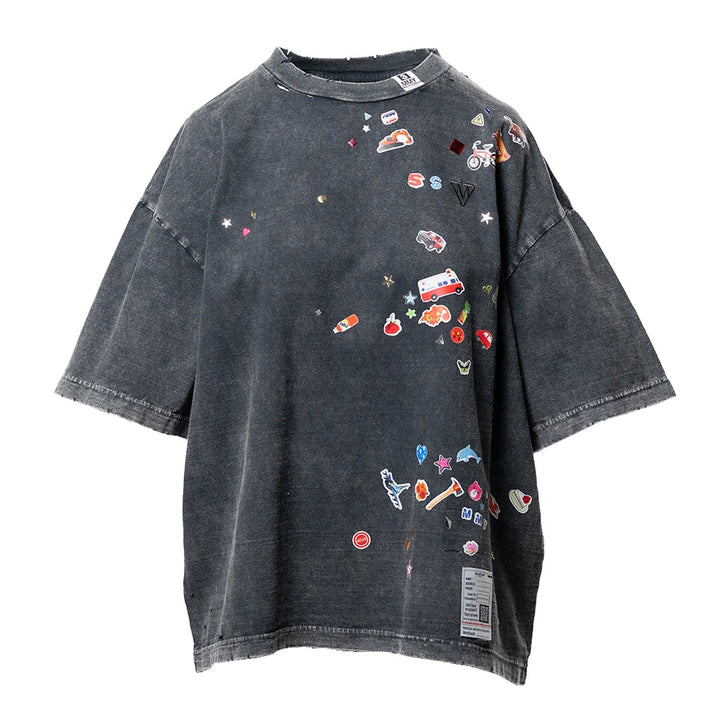 Kids Sticker Print Bleached T-shirt