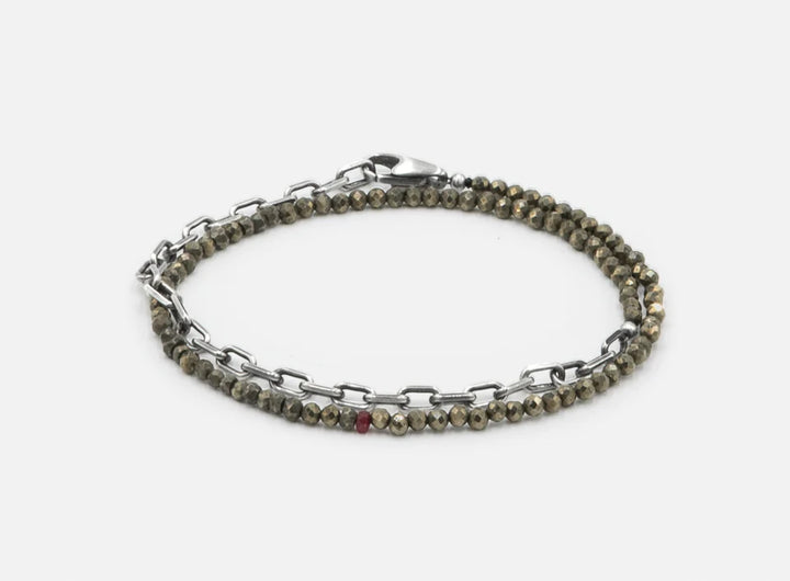 Beaded Stones Pyrite Multi Wrap Bracelet 220