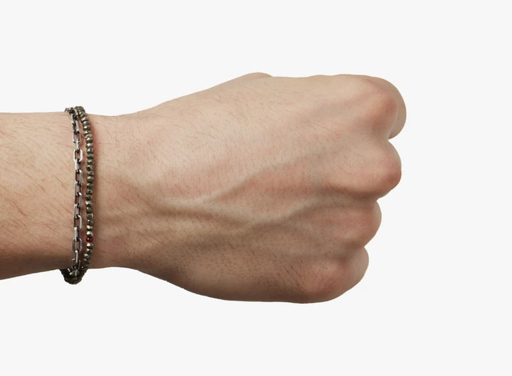 Beaded Stones Pyrite Multi Wrap Bracelet 220