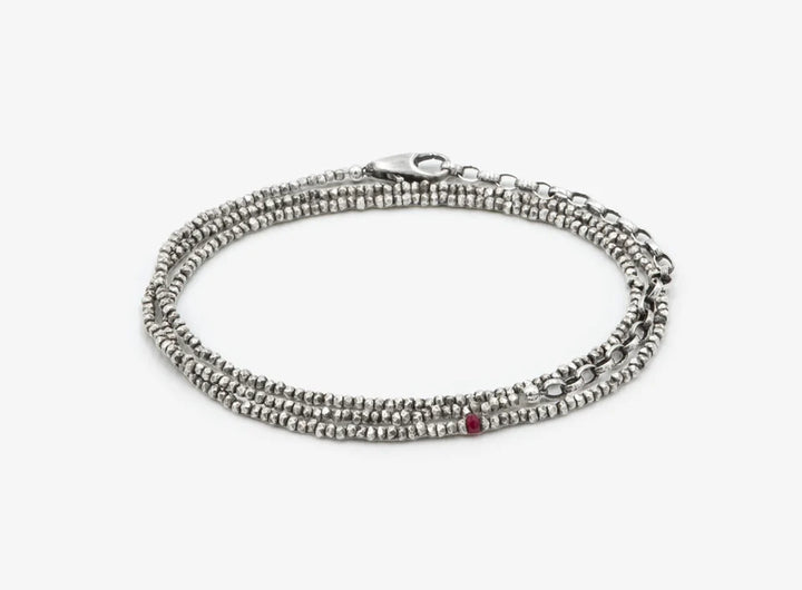 Beaded Stones Sterling Multi-Wrap Bracelet 307